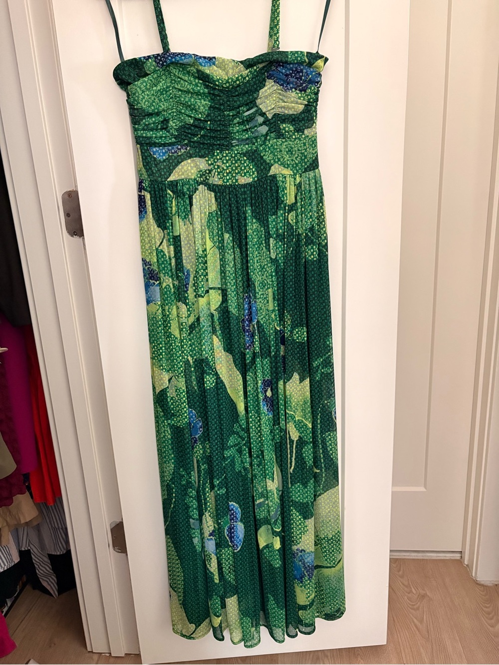 White House Black Market Green Patterned Dress